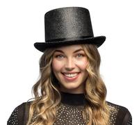 Boland - Cappello, cilindro lucido, tesa piatta, carnevale, Halloween, festa in maschera, costume, accessorio, teatro, travestimento