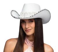Boland - Cappello Cowboy Bride, 59 cm | Cappello western con perle e strass per addio al nubilato, matrimonio e festa a tema