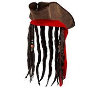 Boland 81938 - Cappello Pirata Dirty Jack con capelli sintetici per carnevale e festa a tema, cappello da pirata, cappello da bucaniere, accessori per costumi di carnevale, accessorio per costumi