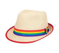 Boland 44634 - Cappello di paglia arcobaleno Pride, Progress, LGBTQ, copricapo, accessori per costumi per CSD, Carnevale e festa a tema