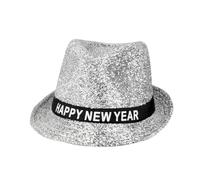 Boland-13450 Cappello Glitter Sparkling Happy New Year per Adulti, Argento, Taglia unica, 13450