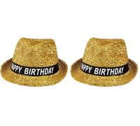 Boland - Cappello Happy Birthday, dorato (Confezione da 2)