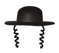 Boland - Cappello per adulti, cappello con riccioli alle tempie, copricapo, sacerdote, religione, accessorio, costume, carnevale, festa in maschera