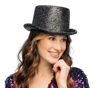 Boland - Cilindro, misura 59 cm, cappello da festa glitterato per costumi, Carnevale e feste a tema