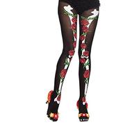 Boland - Collant La Muerte Halloween | 40 DEN, collant elastici per Carnevale e Día de los Muertos