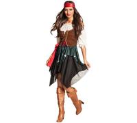 Boland - Costume da adulto Pirate Storm, camicetta, corsage, gonna, bandana, capitano, Redhaed, Sparrow, bucaniere, ammutinamento, carnevale, halloween, festa in maschera, festa a tema