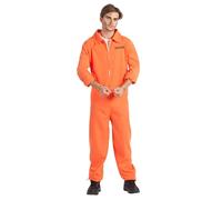 Boland Costume da detenuto per adulti, tuta intera con cerniera per carnevale, Halloween e feste a tema