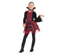 Boland - Costume da imperatrice vampira per bambini, abito con colletto e collana, rosso-nero, varie taglie, carnevale, festa a tema, Halloween