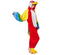 Boland - Costume da pappagallo adulto, tuta in peluche con cappuccio, zip sul davanti, animale da zoo, uccello, carnevale, festa in maschera
