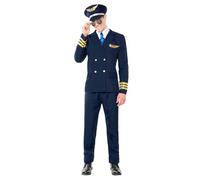 Boland - Costume da pilota per uomo, 5 pezzi, costume in maschera per feste a tema, Halloween o carnevale, capitano di volo