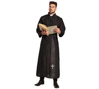 Boland - Costume da prete per adulto, toga e cintura, nero, tunica, santo, cardinale, sacerdote, chiesa, festa a tema, carnevale