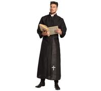 Boland - Costume da Sacerdote Sacro da Uomo | Toga nera con cintura, costume per Carnevale, feste a tema e addio al celibato, prete, santo