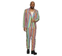 Boland - Costume Mr Groovy, blazer e pantaloni, da uomo, a righe, giacca, completo, flower power, stile retrò, travestimento, festa in maschera, carnevale