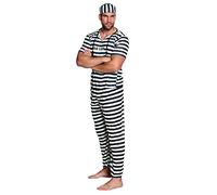 Boland 83820 - Set di costumi da carcerato per uomo, taglia M/L, travestimento da galeotto per carnevale, festa a tema o JGA, costumi in maschera da uomo