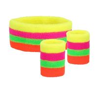 Boland - Fasce per la testa in colori al neon, set da 3 pezzi | Set composto da fascia per la fronte e braccialetti come accessori per costumi di Carnevale, feste a tema e costumi anni '90