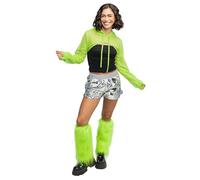 Boland - Ghette UV neon per costumi, 1 paio, si illuminano alla luce nera, scaldamuscoli in pelliccia sintetica, accessori per festival, carnevale e feste a tema