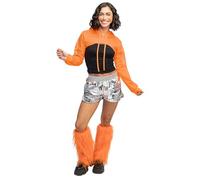 Boland - Ghette UV neon per costumi, 1 paio, si illuminano alla luce nera, scaldamuscoli in pelliccia sintetica, accessori per festival, carnevale e feste a tema