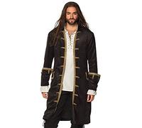 Boland - Giacca da pirata per uomo, nera e oro, giacca da uomo, bucaniere, corsaro, costume, carnevale, festa in maschera
