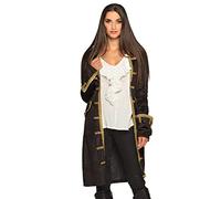 Boland - Giacca pirata da donna, nera e oro, giacca da donna, bucaniere, corsaro, costume, carnevale, festa in maschera