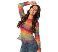 Boland Maglia a Rete da Pesce, Varie Taglie, Top Sexy, Discoteca, Costume, Carnevale, Festa a Tema, Colore Arcobaleno, M-L, 01937