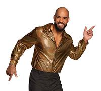 Boland - Maglietta Shiny, oro, camicia da uomo lucida, discoteca, carnevale, Halloween, festa a tema, anni '70
