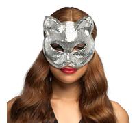 Boland - Maschera per gatti da discoteca con fascia elastica, maschera per il viso scintillante per carnevale, festival e feste a tema, costume da animale gatto