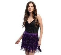 Boland - Minigonna lamé, gonna con frange in lamina metallica, accessorio brillante per costumi di carnevale, festival, feste a tema