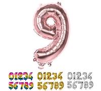 Boland Palloncino a Forma di Numero '9', Oro Rosa, 36 cm, Colore, 9, 23789