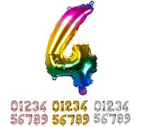 Boland- Palloncino Mylar Numero '4' (36cm), Multicolor, Colore Rainbow, 36 cm, 21984
