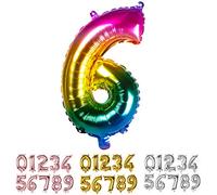 Boland- Palloncino Mylar Numero '6' (36cm), Multicolor, Colore Rainbow, 36 cm, 21986
