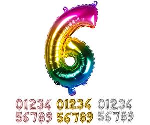 Boland- Palloncino Mylar Numero '6' (36cm), Multicolor, Colore Rainbow, 36 cm, 21986