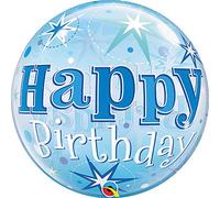 Boland Pallone Bubble 22""-56cm B-Day Blue Starburst sp.