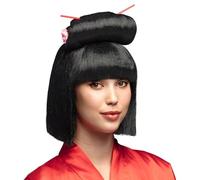 Boland - Parrucca asiatica con bacchette per costumi in maschera per feste a tema, Halloween o carnevale, parrucca di capelli sintetici
