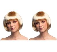 Boland - Parrucca da cabaret, mezza lunga, bob con frange, capelli sintetici, acconciatura, festa a tema, carnevale, festa in maschera, costume (Confezione da 2)