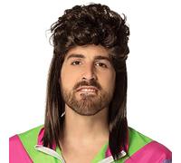 Boland - Parrucca Proll Larry con taglio mullet | Capelli sintetici marroni in stile anni '80 per discoteca, feste “bad taste”, Carnevale e feste a tema