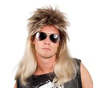 Boland - Parrucca Ryan con taglio mullet | Capelli sintetici biondo-castani in stile anni '80 per feste “bad taste”, Carnevale e feste a tema