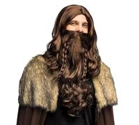 Boland - Parrucca Viking Warrior con barba | Capelli sintetici in stile vichingo come accessori per il carnevale, il cosplay e le feste a tema