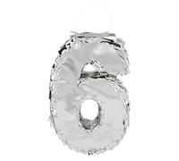 Boland - Pignatta dei numeri, 25 x 16 x 5 cm, numero lucido per anniversario e compleanno, numero, argento, decorazione, gioco da festa