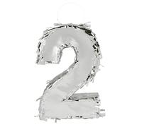 Boland - Pignatta dei numeri, 25 x 16 x 5 cm, numero lucido per anniversario e compleanno, numero, argento, decorazione, gioco da festa