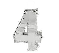 Boland - Pignatta dei numeri, 25 x 16 x 5 cm, numero lucido per anniversario e compleanno, numero, argento, decorazione, gioco da festa