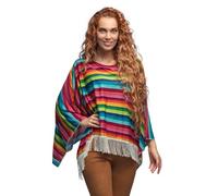 Boland 54427 -Poncho messicano in taglia unica, top per adulti, costume messicano per festival, carnevale o festa a tema
