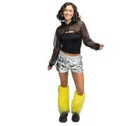 Boland - Scaldamuscoli UV neon per costumi, 1 paio, luce nera, scaldamuscoli in pelliccia sintetica, accessori per festival, carnevale e feste a tema