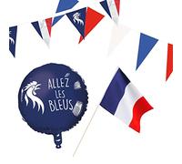 Boland - Set Decorativo Frankeich, Bandiere di Carta, bandierine, Palloncini in Pellicola, Allez Les Bleus, Decorazione, Coppa del Mondo