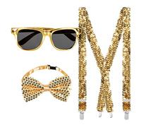 Boland - Set di accessori per feste, set da 3 pezzi, occhiali, fiocco e bretelle, paillettes brillanti, accessori per costumi, carnevale, capodanno, festa a tema