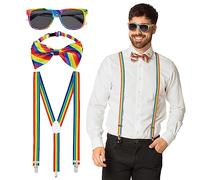 Boland - Set di accessori per feste, set da 3 pezzi, occhiali, fiocco e bretelle, paillettes brillanti, accessori per costumi, carnevale, capodanno, festa a tema