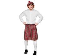 Boland - Set tartan da uomo, plaid, kilt e barrett, minigonna, berretto, tartan, signora, Scozia, St. Patricks Day, costume, carnevale, festa a tema