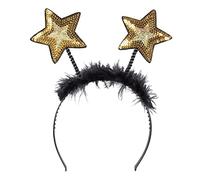 Boland - Tiara a stella con paillettes, fascia con piume, copricapo, costume, carnevale, festa a tema, Capodanno