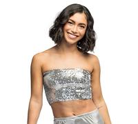 Boland - Top con paillettes senza spalline, fascia elastica per festival, feste a tema, carnevale e discoteca, top, outfit da festa