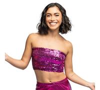 Boland - Top con paillettes senza spalline, fascia elastica per festival, feste a tema, carnevale e discoteca, top, outfit da festa