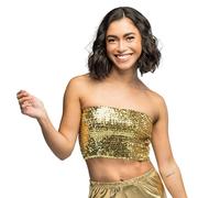 Boland - Top con paillettes senza spalline, fascia elastica per festival, feste a tema, carnevale e discoteca, top, outfit da festa